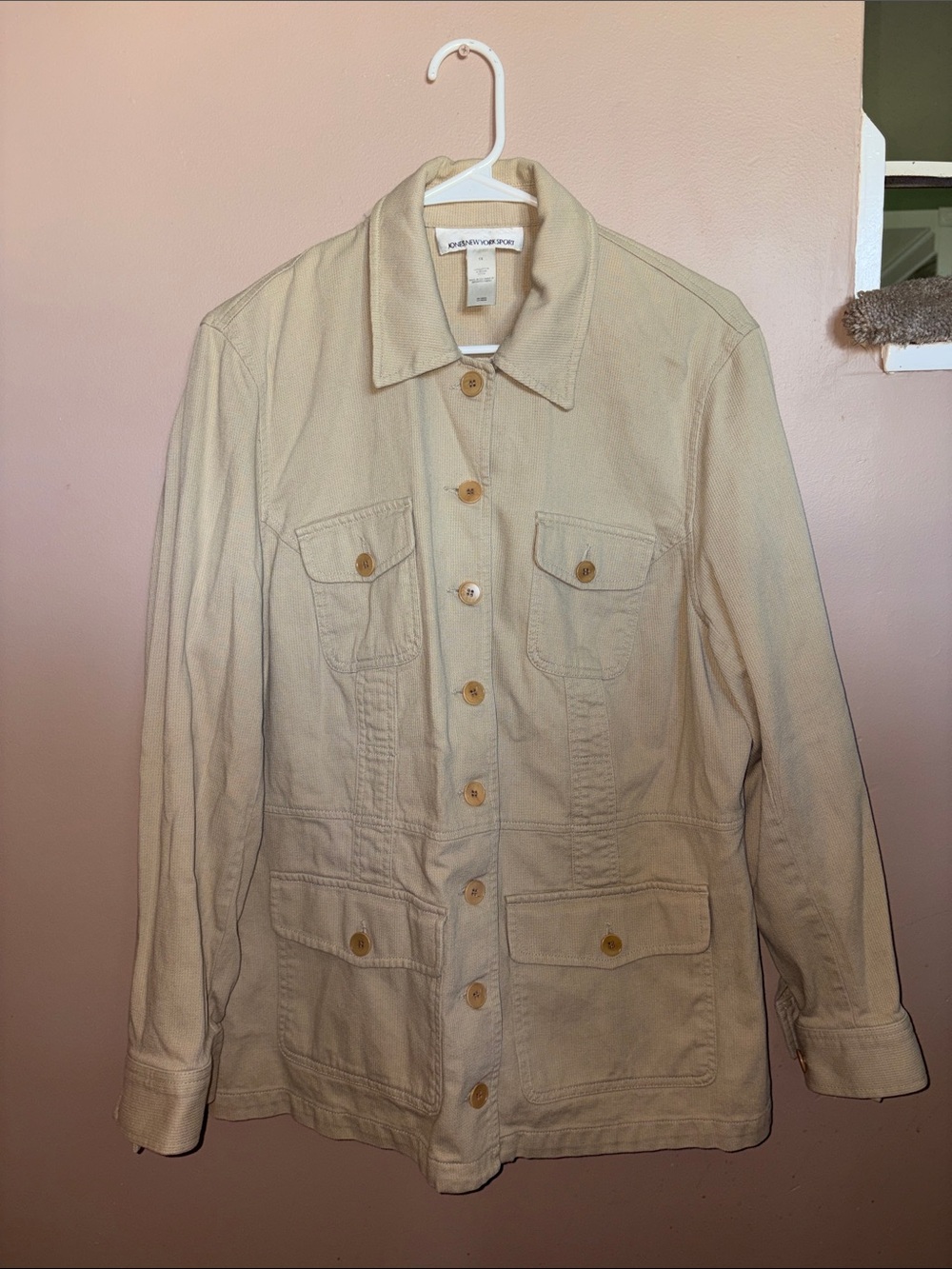 Jones New York Beige Utility Jacket with Button Front